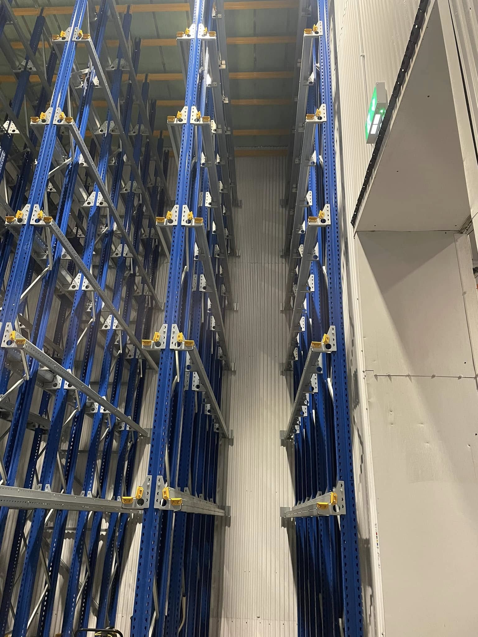 Outdoor galvanised cantilever racking installation